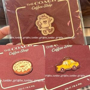 3 Coach Coffee Shop Pins NWT